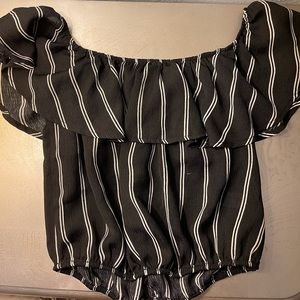 Off shoulder striped top